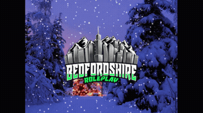 A Bedfordshire Roleplay Logo With A Snowy Background GIF