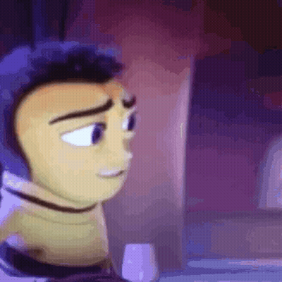 A Bee From The Movie Bee Movie Is Looking At A Computer Screen . GIF