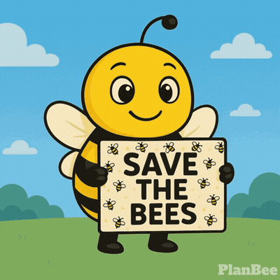 A Bee Holding A Sign That Says " Save The Bees " GIF