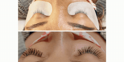 A Before And After Photo Of A Woman 'S Eyes GIF