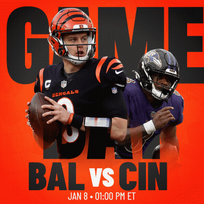 A Bengals And Ravens Football Game Is Scheduled For January 8 GIF