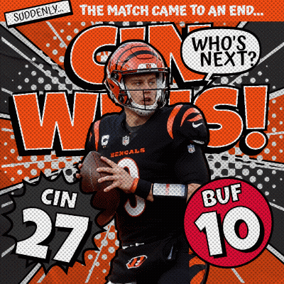 A Bengals Football Player Is Holding A Football In A Comic Book Style Advertisement GIF