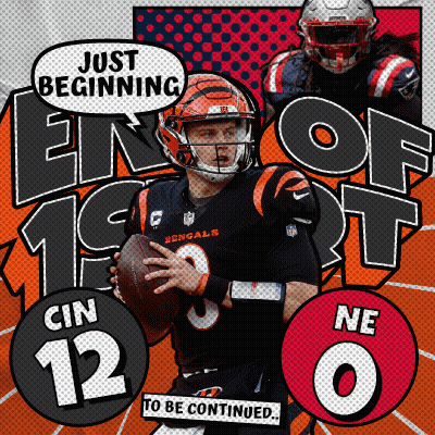 A Bengals Football Player Is Holding A Football In Front Of A Speech Bubble That Says Just Beginning GIF