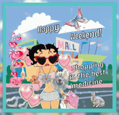 A Betty Boop Greeting Card That Says Happy Weekend GIF