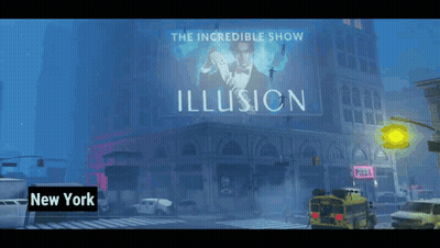 A Billboard For The Incredible Show Illusion In New York City GIF