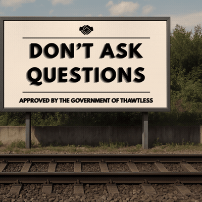 A Billboard That Says Do N't Ask Questions GIF