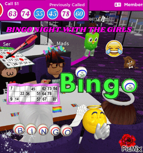 A Bingo Night With The Girls Is Advertised On A Computer Screen GIF