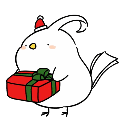 A Bird Wearing A Santa Hat Is Holding A Gift Sticker