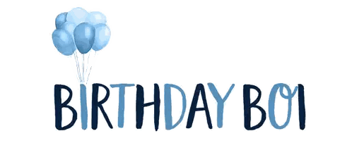 A Birthday Boy Sign With Balloons And Flags Sticker