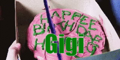 A Birthday Cake That Says Happy Birthday Gigi GIF