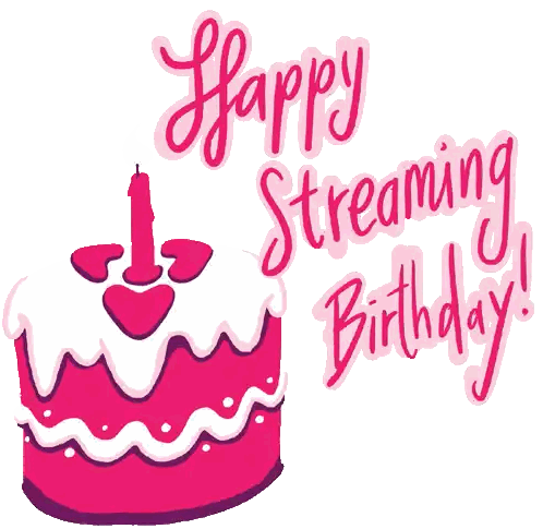 A Birthday Cake With A Candle And The Words " Happy Streaming Birthday " Sticker
