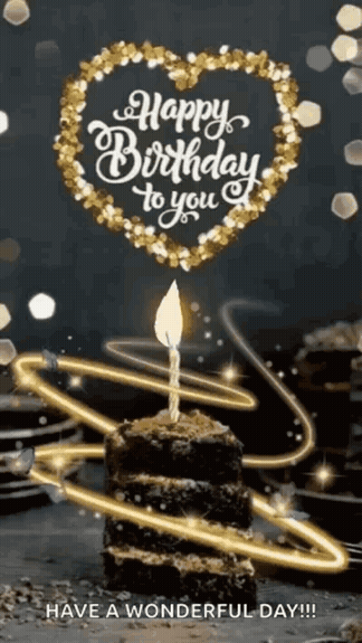 A Birthday Cake With A Candle On Top Of It And The Words `` Happy Birthday To You `` . GIF