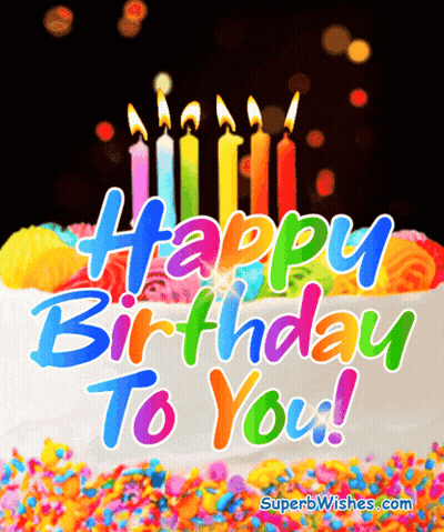 A Birthday Cake With Candles And Sprinkles With The Words Happy Birthday To You GIF