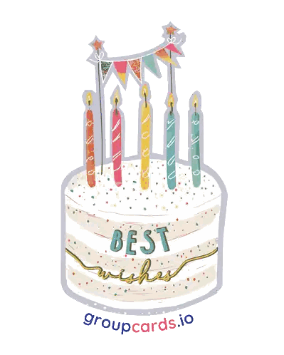 A Birthday Cake With Candles And The Words Best Wishes Sticker
