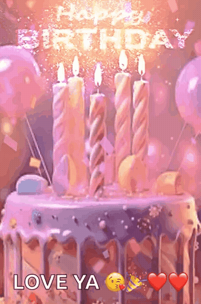 A Birthday Cake With Candles And The Words Happy Birthday GIF