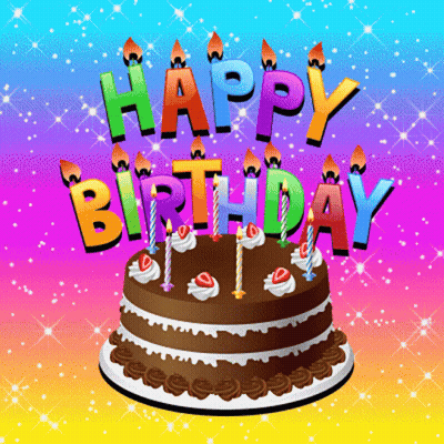 A Birthday Cake With Candles And The Words Happy Birthday GIF