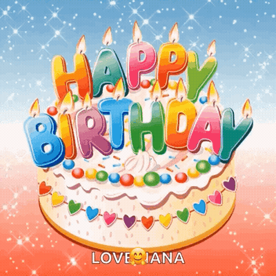 A Birthday Cake With Candles And The Words Happy Birthday On It GIF