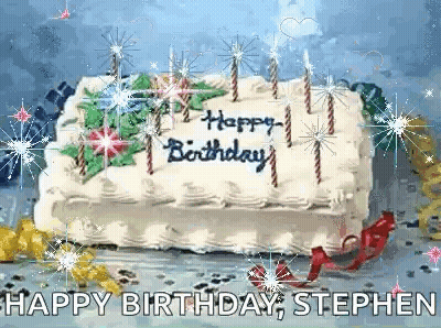 A Birthday Cake With Candles And The Words Happy Birthday Written On It GIF