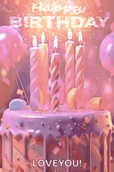 A Birthday Cake With Candles Lit Up And The Words `` Happy Birthday Love You '' Written On It . GIF