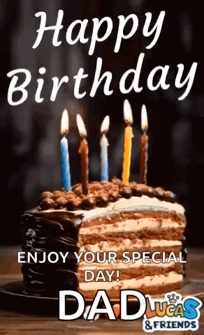 A Birthday Cake With Candles On It And The Words `` Happy Birthday , Enjoy Your Special Day ! '' GIF