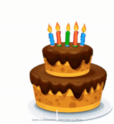 A Birthday Cake With Four Candles On It And The Words Have A Wonderful Birthday GIF