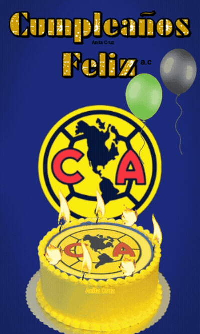 A Birthday Cake With The Club America Logo On It And The Words Cumpleanos Feliz A.c. GIF
