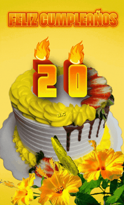 A Birthday Cake With The Number 20 On Top Of It GIF