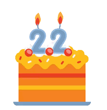 A Birthday Cake With The Number 22 On Top Sticker