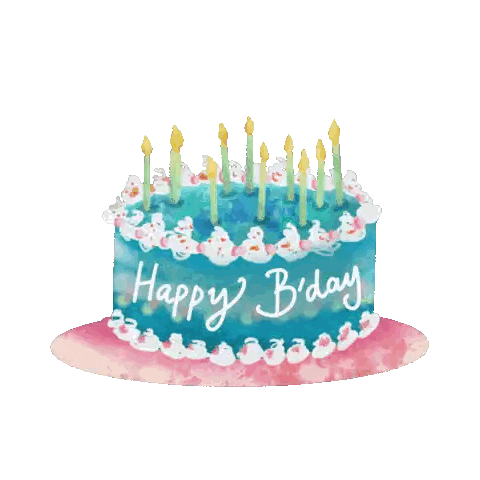 A Birthday Cake With The Words Happy Bday On It Sticker