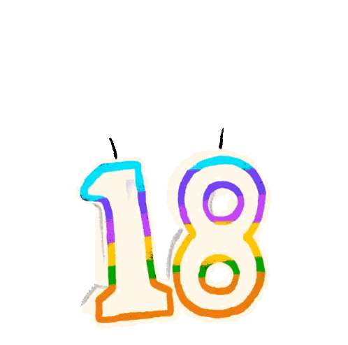 A Birthday Candle In The Shape Of The Number Eighteen Sticker
