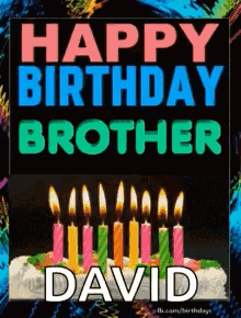 A Birthday Card For A Brother With A Cake And Candles GIF