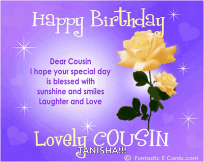 A Birthday Card For A Cousin With Yellow Roses GIF