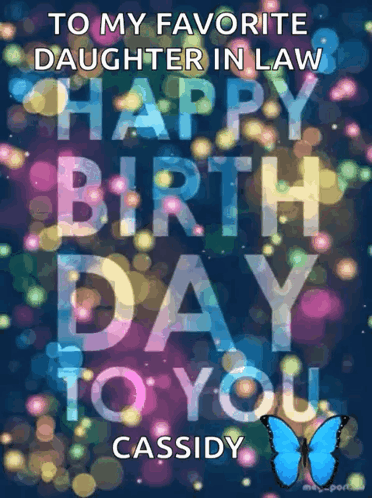A Birthday Card For A Daughter In Law With A Butterfly On It GIF