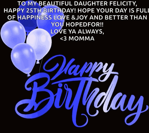A Birthday Card For A Daughter With Pink Balloons And The Words Happy Birthday GIF