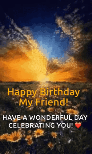 Birthday Card With Sunset And Best Wishes GIF