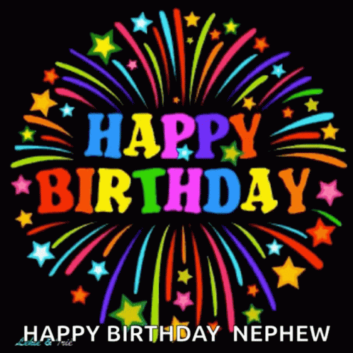 A Birthday Card For A Nephew With Fireworks And The Words Happy Birthday GIF