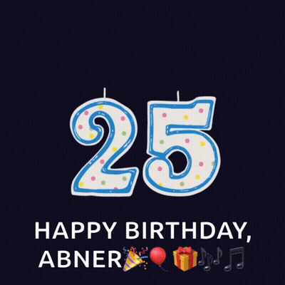 A Birthday Card For Abner With A Number 25 Candle GIF