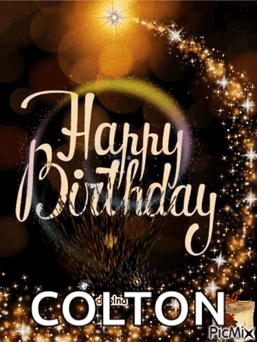 A Birthday Card For Colton With A Firework Display GIF