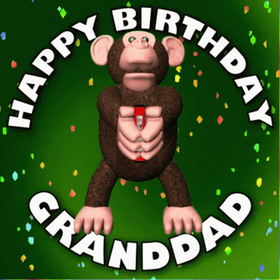 A Birthday Card For Granddad With A Monkey GIF
