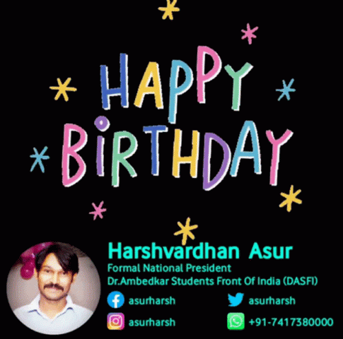 A Birthday Card For Harshvardhan Asur With His Picture GIF