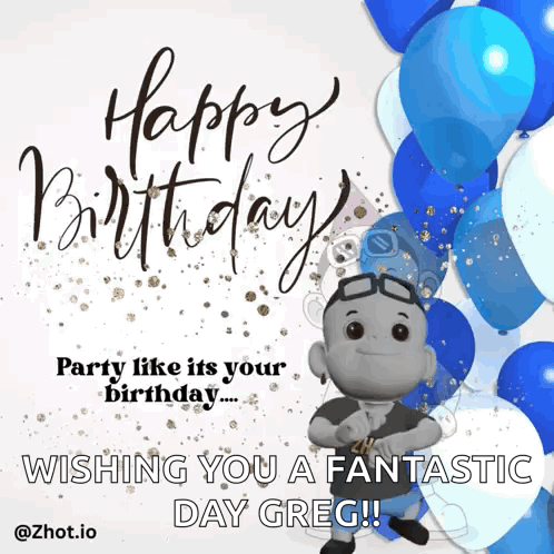 A Birthday Card That Says Happy Birthday Party Like It 'S Your Birthday And Wishing You A Fantastic Day Greg GIF