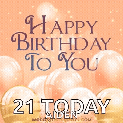 A Birthday Card That Says Happy Birthday To You 21 Today With Balloons In The Background GIF