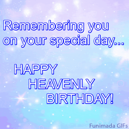 A Birthday Card That Says Remembering You On Your Special Day ... Happy Heavenly Birthday GIF