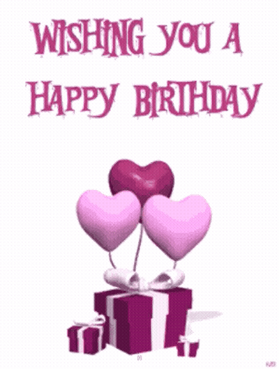 A Birthday Card Wishing You A Happy Birthday With Balloons And Gifts GIF