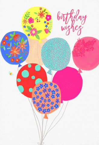 A Birthday Card With A Bunch Of Balloons And The Words Birthday Wishes On It GIF