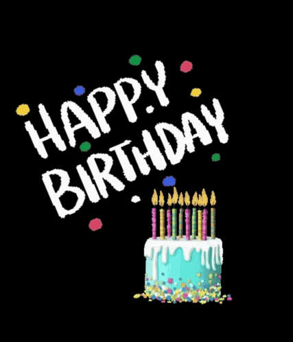 A Birthday Card With A Cake And Candles And The Words Happy Birthday GIF
