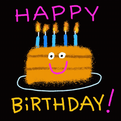 A Birthday Card With A Cake And Candles And The Words Happy Birthday GIF