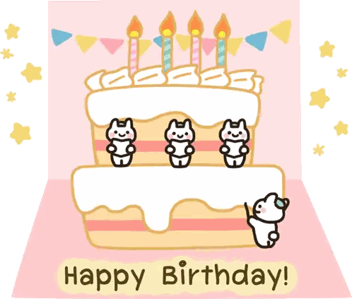 A Birthday Card With A Cake And Candles And The Words Happy Birthday Sticker