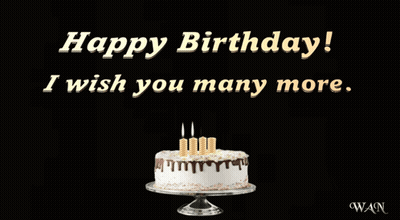 A Birthday Card With A Cake And The Words Happy Birthday GIF