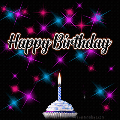 a birthday card with a cupcake and a candle